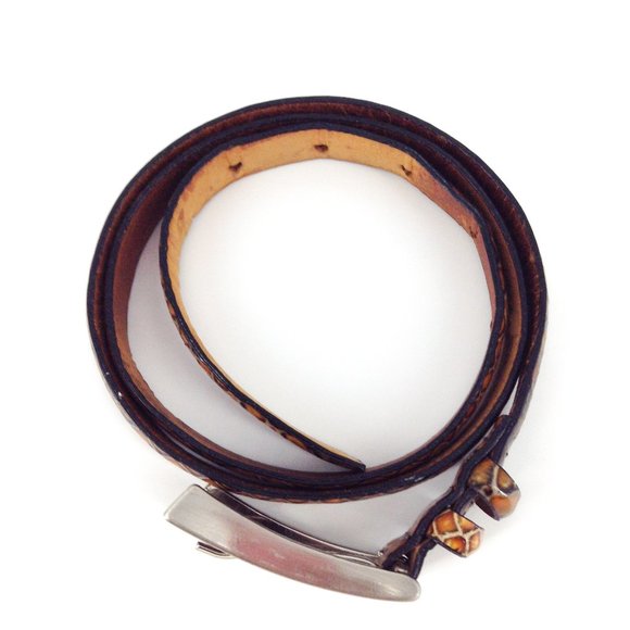 QUALHEIM BOLLORINI Leather Snakeskin Belt - Picture 2 of 12